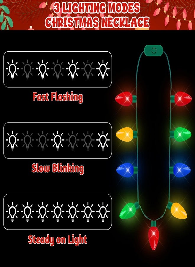 Blowata Christmas Necklace, 1Pcs Light up Christmas Accessories with 9 Bulbs, Colorful 3 Glow Modes Light Xmas Necklaces, Ugly Sweater Costumes Accessories for Xmas Party Favor Festival Supplies - Image 3